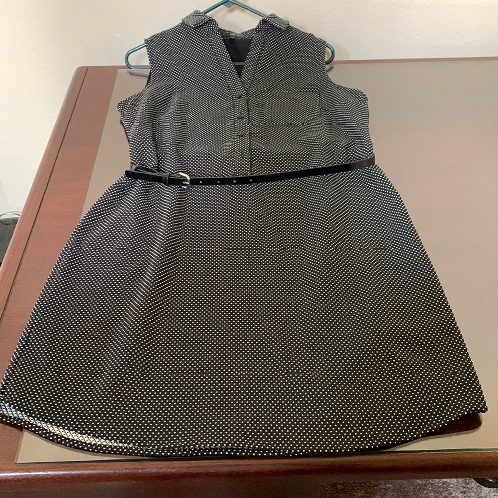 The Limited Ashton black/white polka dots, sleeveless shirt dress. Size medium